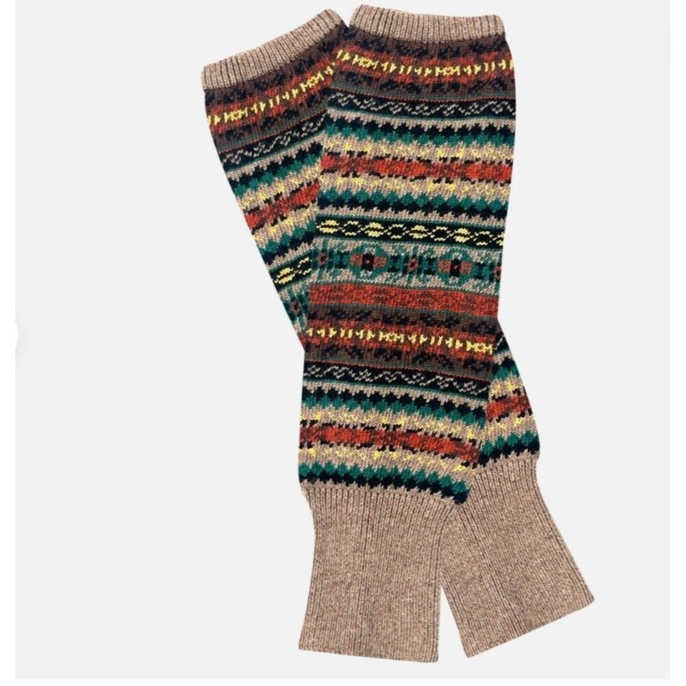 Wrapables Leg Warmers Knee High Boot Socks 18" Bohemian Fair Isle Knit Aztec NWT